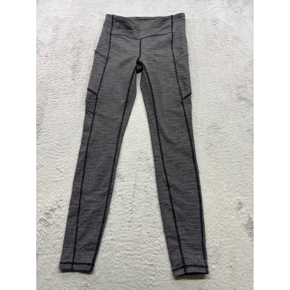 Lululemon Speed Up Tight 28 Heathered Black Herringbone Leggings W5CPAS Size 6